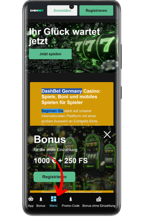 Dash Bet App offizielle Webseite im mobilen Browser öffnen